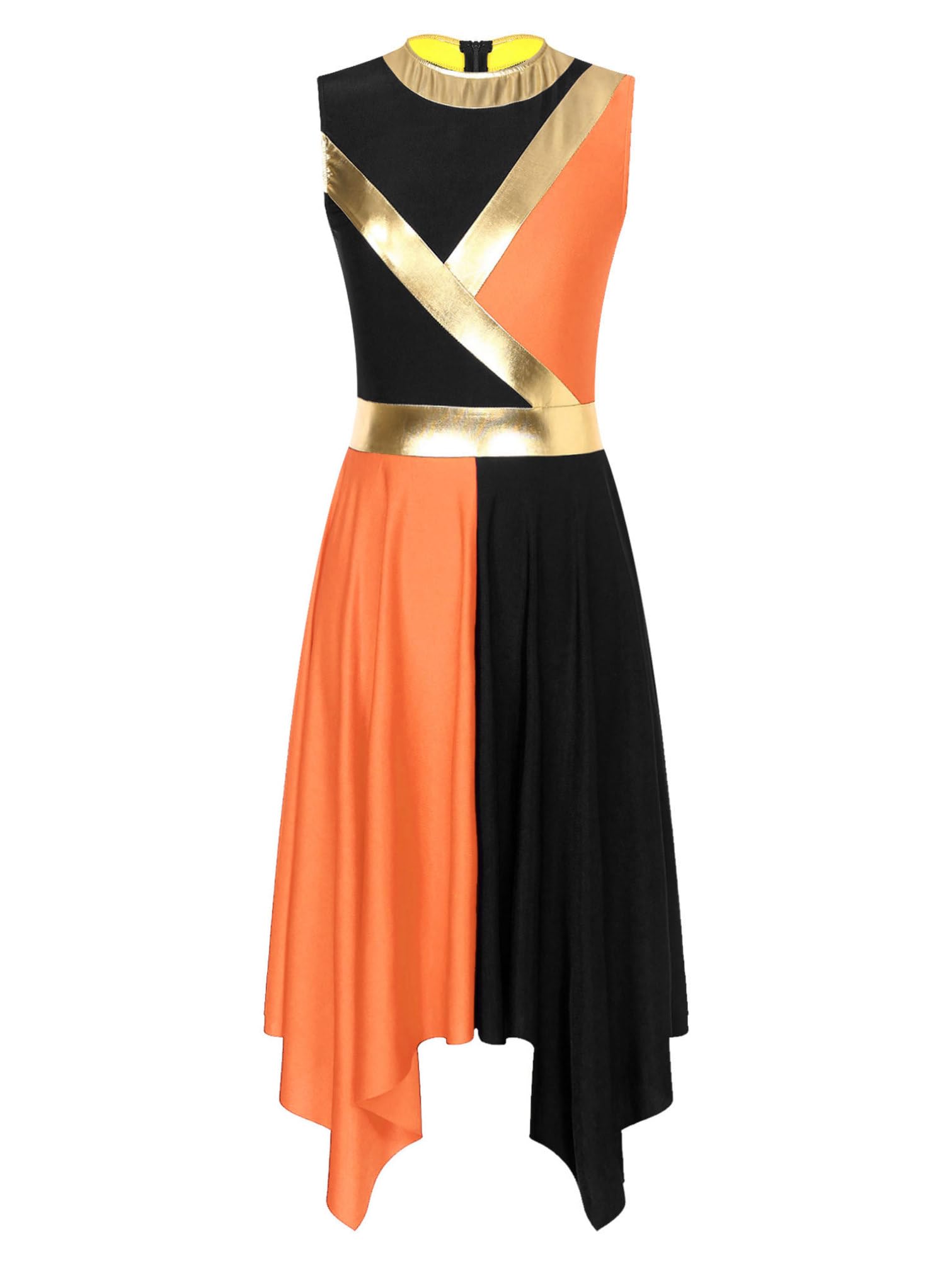 Vestido de Danza Lírica para Mujer con Falda Asimétrica y Pantalones Bombachos