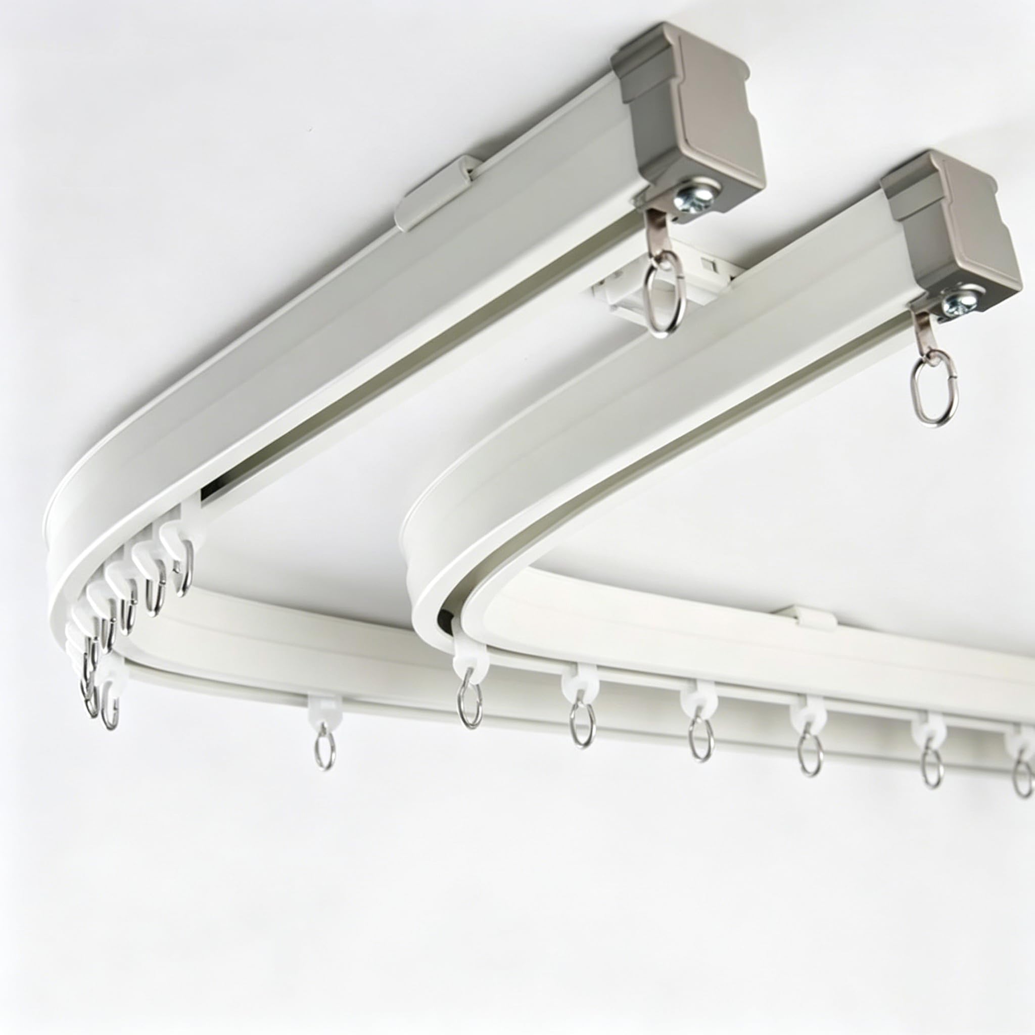 Bay Window Double Curtain Track Curved Rail,Curtain Track System,Double Bay Window Curved Rail, Flexible Bendable Aluminum Alloy Ceiling/Wall Mount with Fittings (Ceiling Mount, 2.9m (9.5ft))