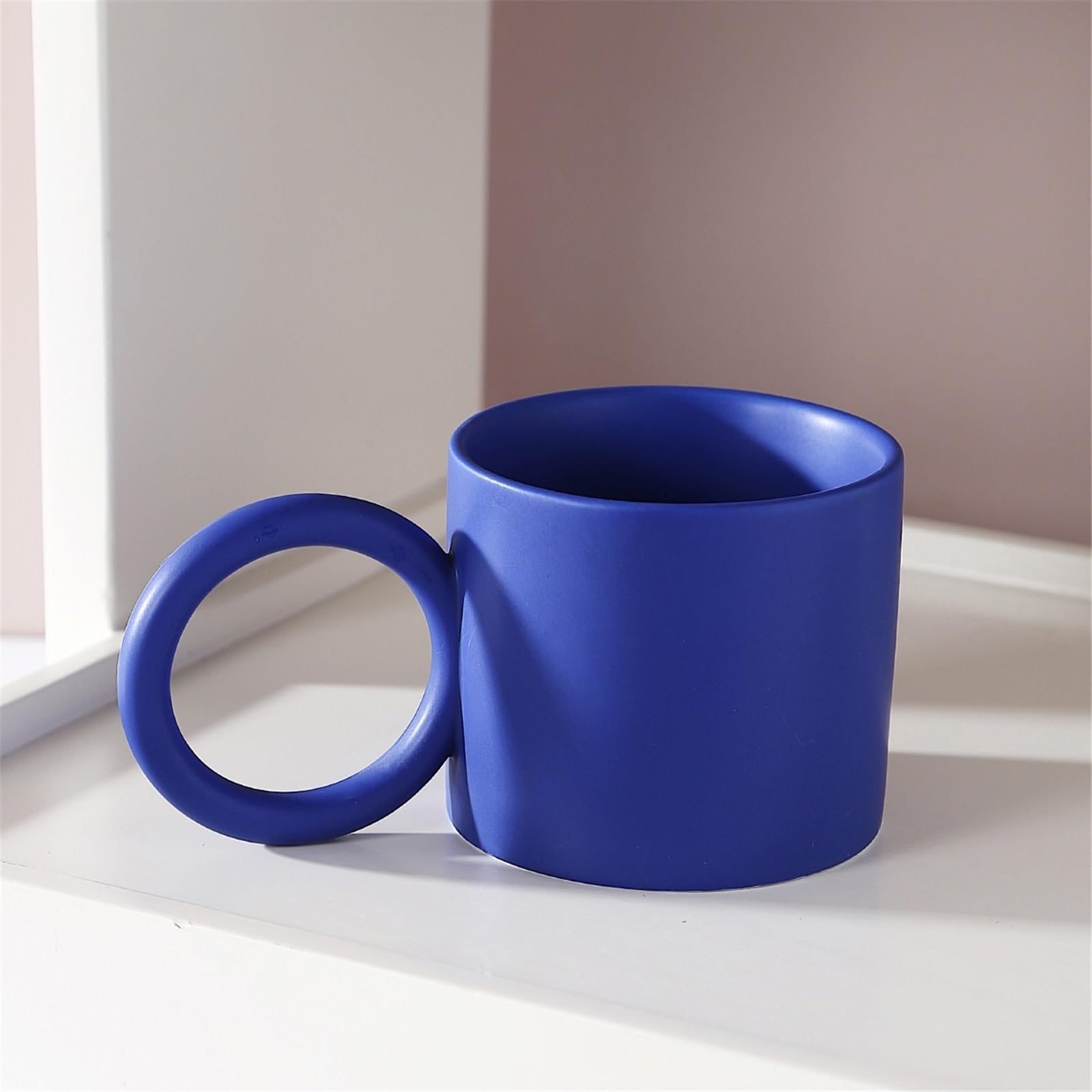 Taza de té Taza de café cerámica color sólido con asa, taza desayuno leche avena, 350 ml