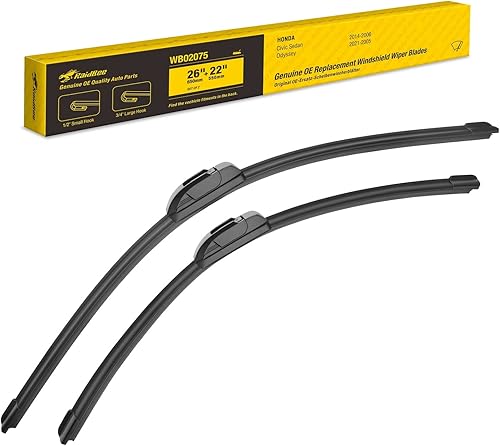 Paquete de 2 limpiaparabrisas de repuesto para todas las estaciones, compatibles con Odyssey 22-05, Venza 14-09 y más, fáciles de instalar