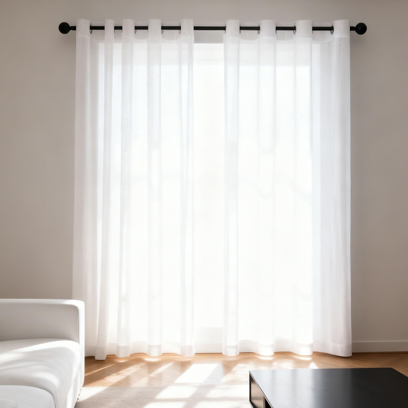 Cortinas modernas translúcidas para salón y dormitorio que iluminan tu hogar en color blanco
