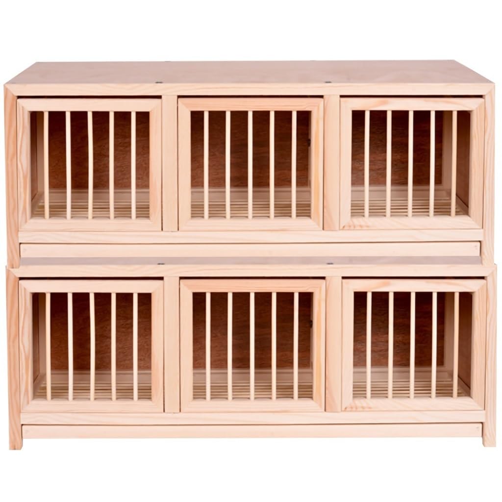 Jaula Grande apilable para Palomas con 3 Puertas - Nido para Palomas mensajeras de Exterior, Cierre de Clavo Oculto, Bandeja extraíble para excrementos, 2 Piezas de Color Natural - Ideal par