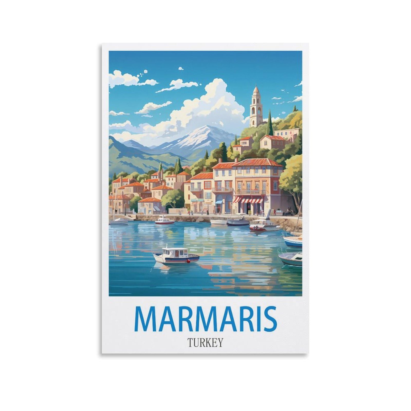 Fzyuen Unframe-Style Marmaris Turkey Vintage Travel Poster 08X12inch(20X30cm) Canvas Wall Art Prints For Wall Decor Room Decor Bedroom Decor