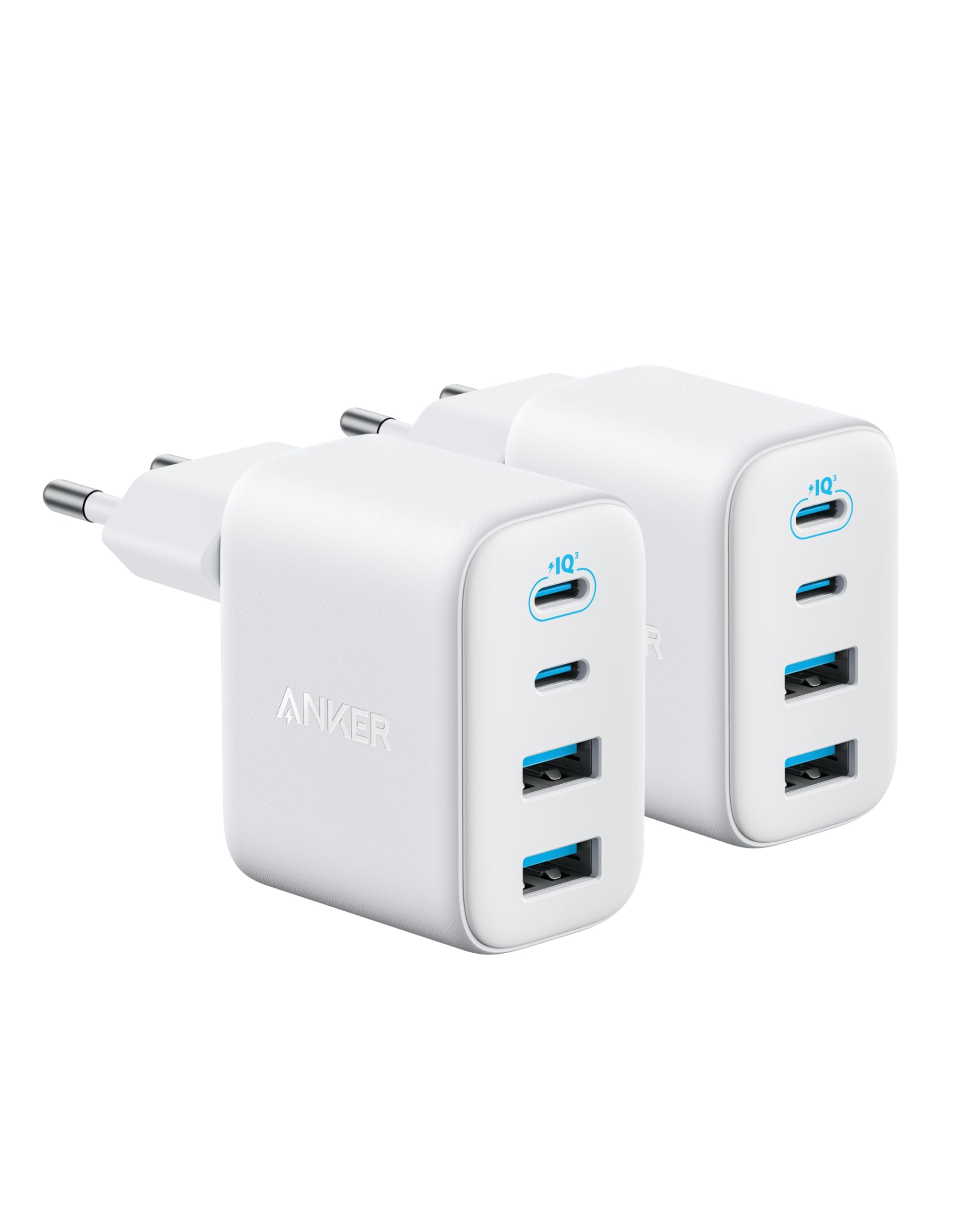 Anker Caricatore USB C 50W, Adattatore a 4 Porte con Potenza, con 2 USB C e 2 USB A, Design Compatto e Stabile, per iPhone 17 pro max/Serie 16-12, MacBook, iPad, Pixel, Galaxy (Cavo excluso)