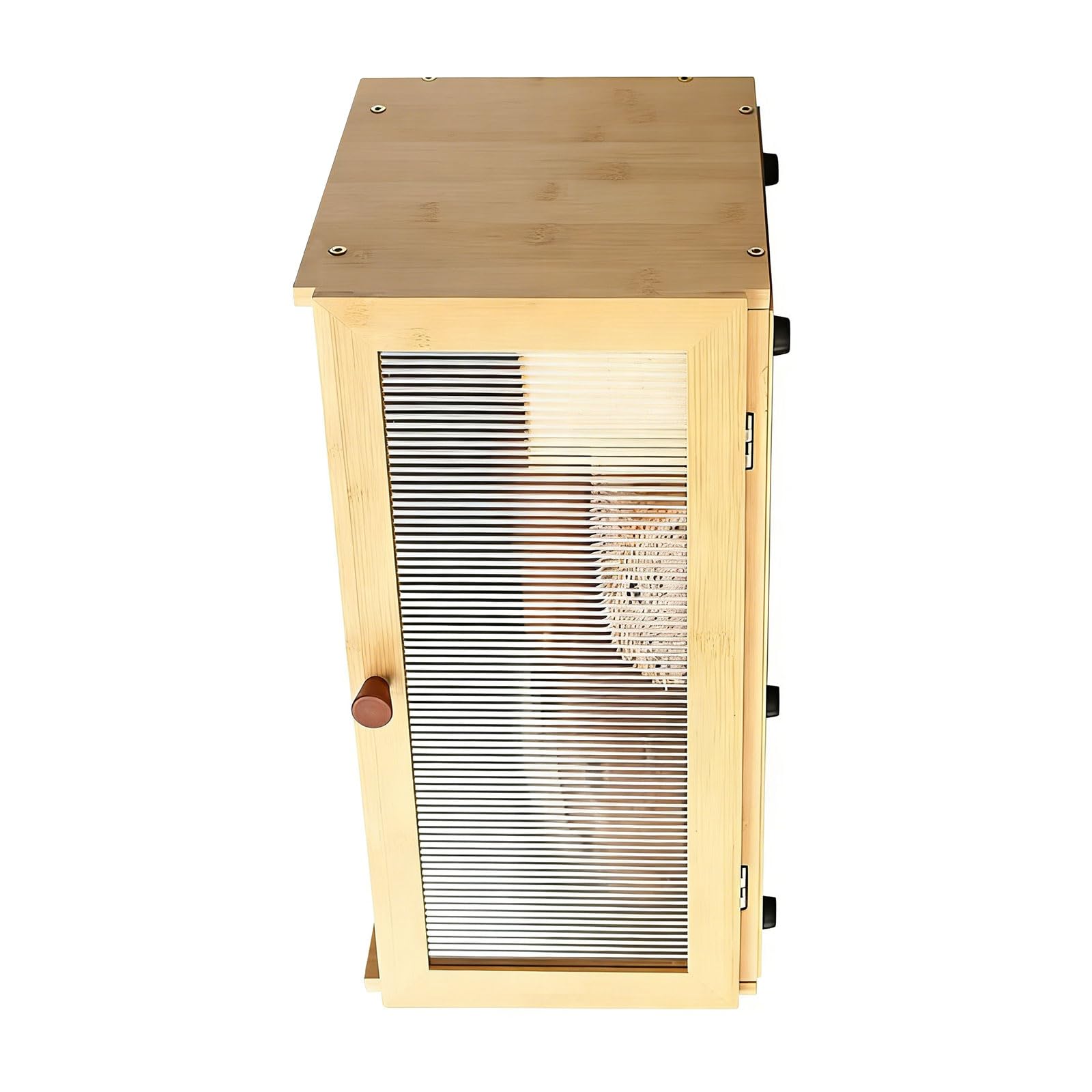 Elnwnnkc Wood Color Modern Bread Bin Made From Wood With Visible Front Panel And Multi Purpose Storage Capacity Ventilated Bread Container