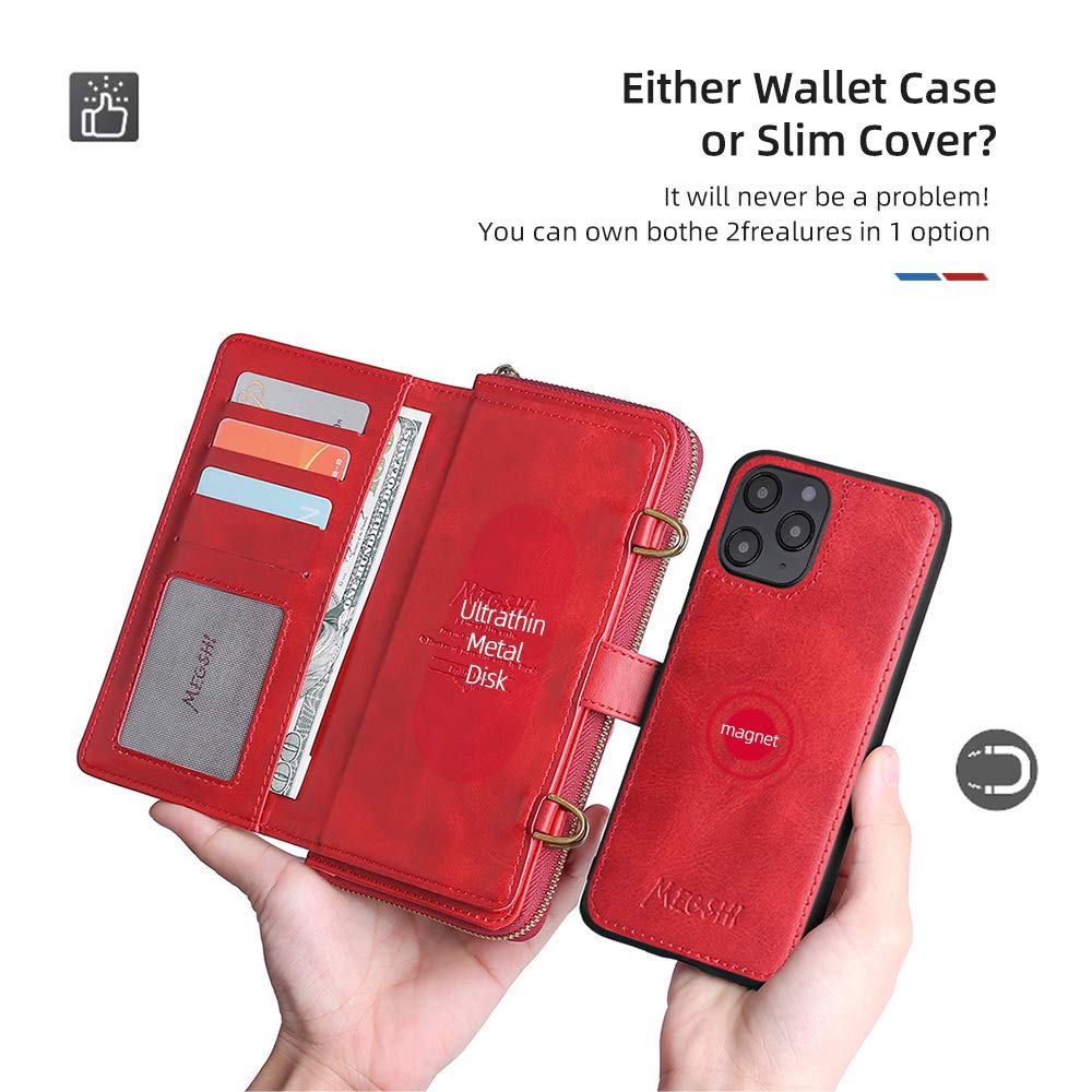 FHZXHY iPhone 12 Mini Wallet Case with Crossbody Chain 2 in