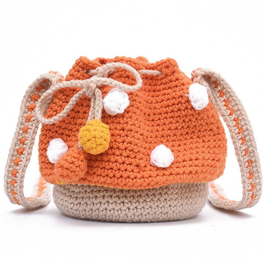 Sac à bandoulière champignon tricoté en coton décontracté pour femme