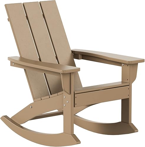 Miniatura 5 de WO Home Furniture - Juego de 2 mecedoras Adirondack para todo tipo de clima y protección UV para cualquier espacio al aire libre (madera envejecida)