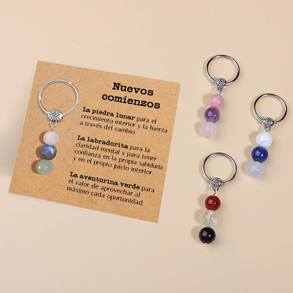 Bramart Llavero Personalizado con Cristales Naturales, Idea de Regalo Nuevos Comienzos Piedras Curativas Regalos para él Hombre para ella Mujer Cristal Sanador Dedicación Especial