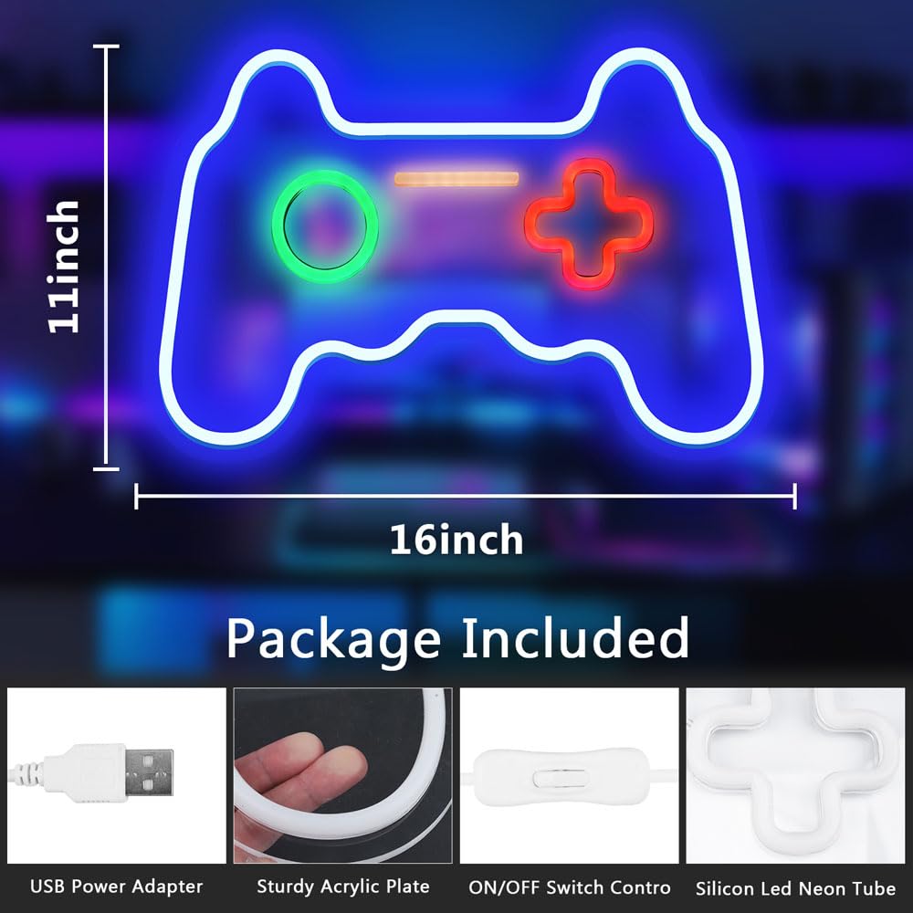 Gaming Neon Sign - Gamer Neon Light Gamepad Shape Light for Gamer Room Wall Decor Teen Boys' Game Rooms, Bedrooms - Image 2