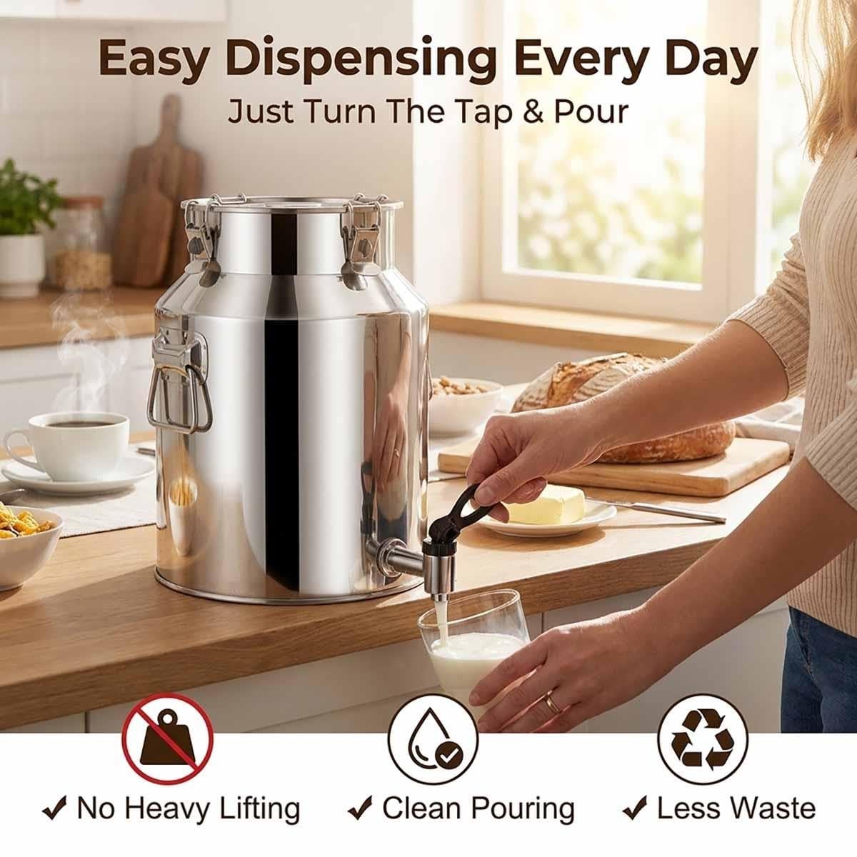5-100L Secchio Per Latte Inox,Bidone Per Latte Acciaio Inox Per Olio E Vino