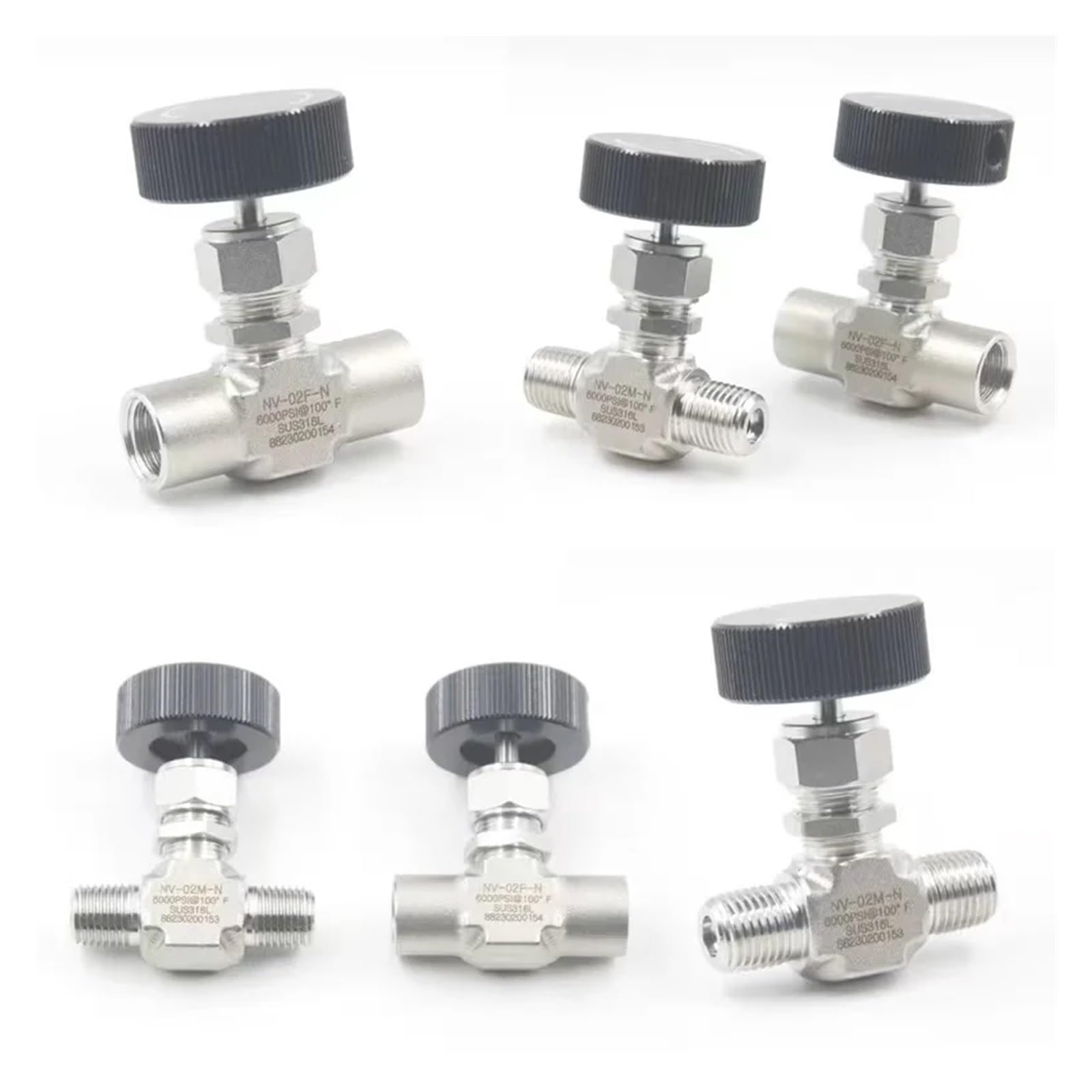 Hydraulisches Zweiwege-Drosselventi Verstellbares Nadelventil 1/8", 1/4", 3/8", 1/2", Außengewinde, Edelstahl 304, Durchflussregelung, gerade Nadel(1/2")