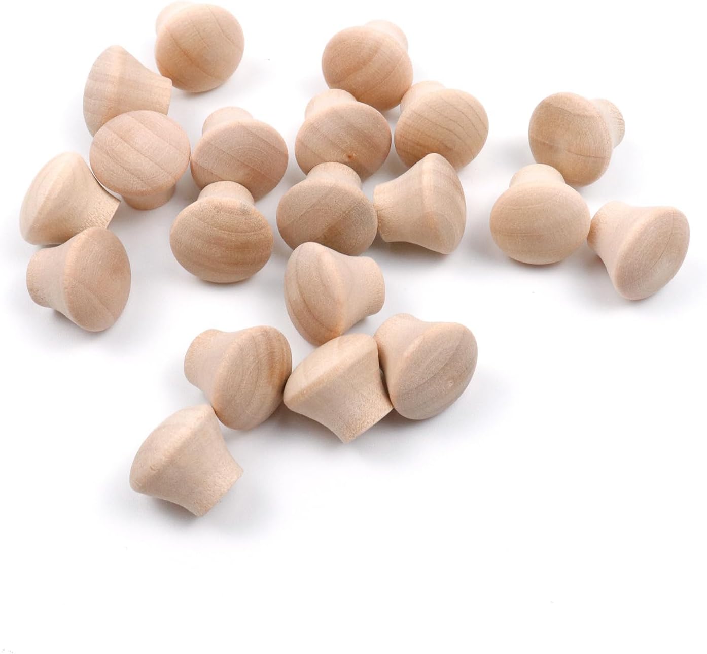 Oedema Wood Unfinished Cabinet Knobs Mini Wooden Drawer Handle Furniture Door Pull Knobs 0.69"×0.55", 20PCS with Screws