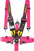 Kyostar 5 Point Harness Camlock for Quick Release,Racing Safety Harness Adjustable 2"+3" Width Heavy-Duty Soft Webbing and Durable Black Steel Hardware Universal Pink