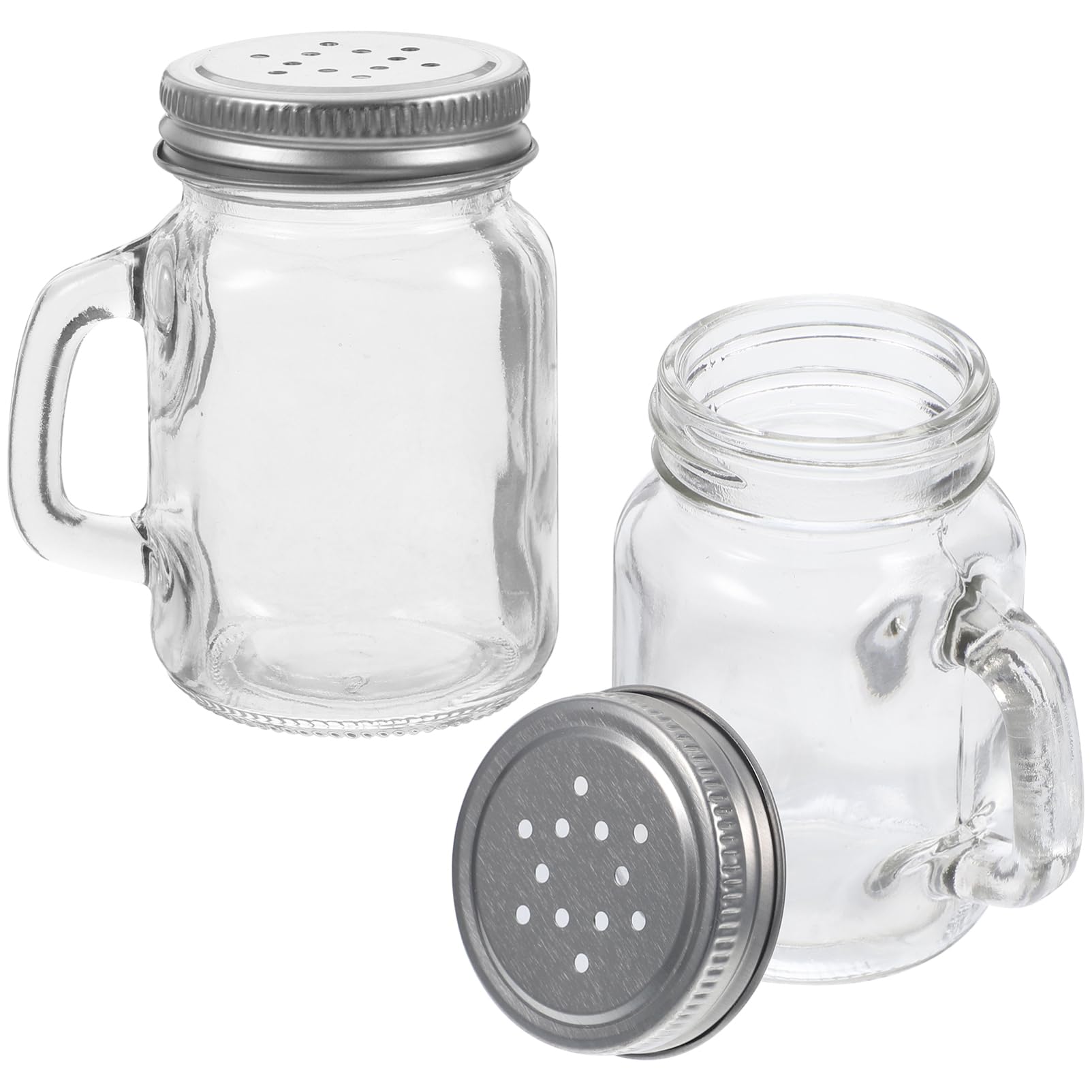HOLIDYOYO 2pcs Mini Jar Condiment Bottles Salt Pepper Kitchen Seasoning Dispensers for Home Outdoor Use