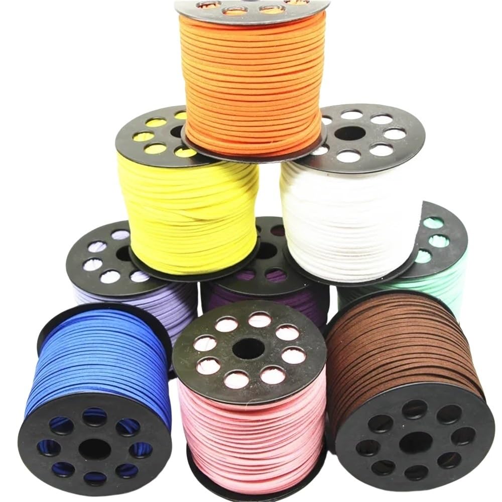 10 Yards geflochtene Kordel aus Wildlederimitat for die DIY-Schmuckherstellung, mehrfarbig, 2,7 mm x 1,5(Pink)