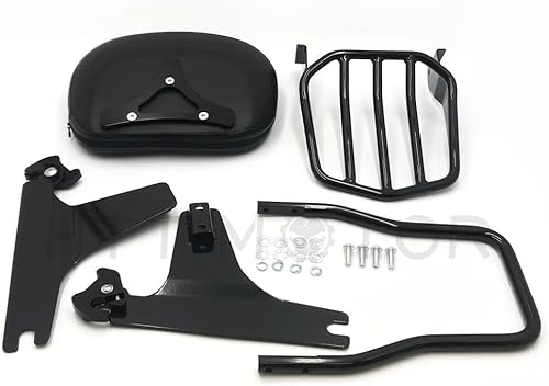 Miniatura 4 de HTTMT Sissy Bar - Portaequipajes para Softail 2000-2005 y respaldo desmontable de lujo para pasajeros 2006-2019 PN SBB025+T Negro