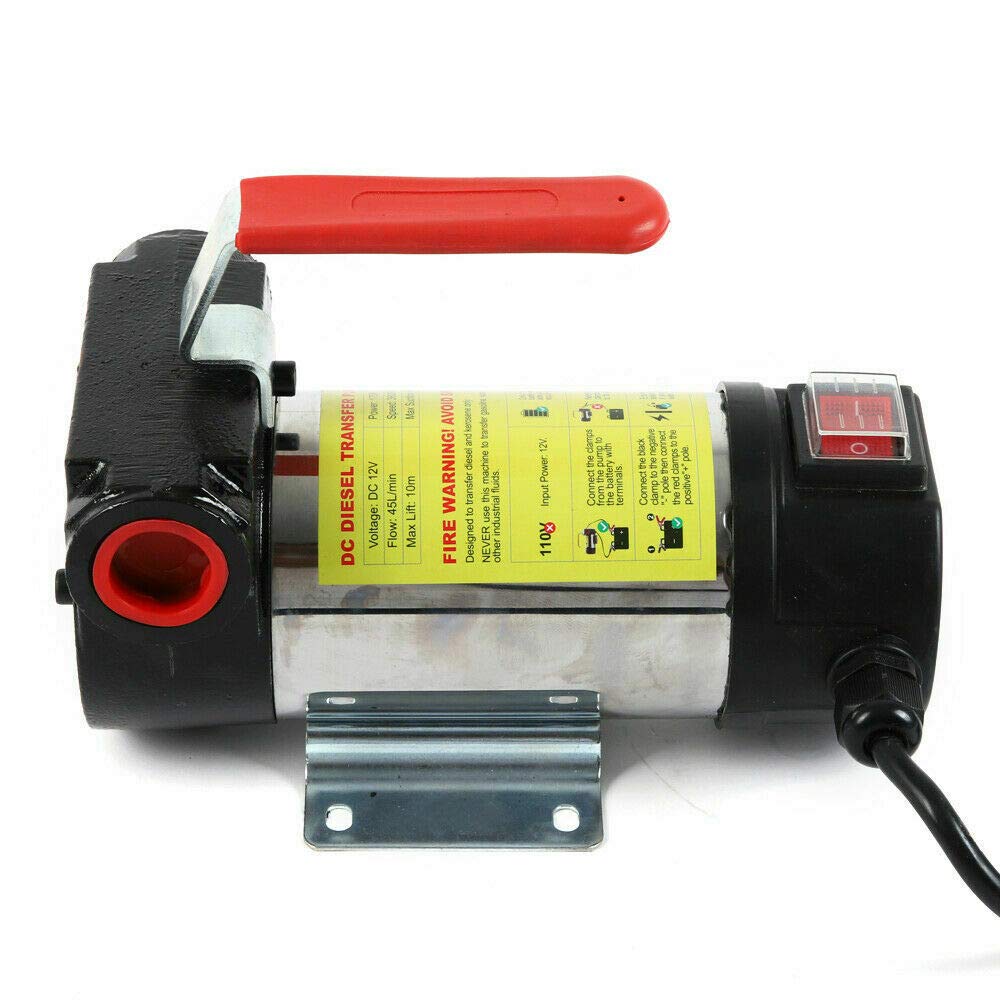 Bomba diésel combustible autocebante bomba transferencia combustible diésel 50 l/min bomba aceite con pistola y 2 tuberías PVC bomba succión aceite, 42 PSI, 12V