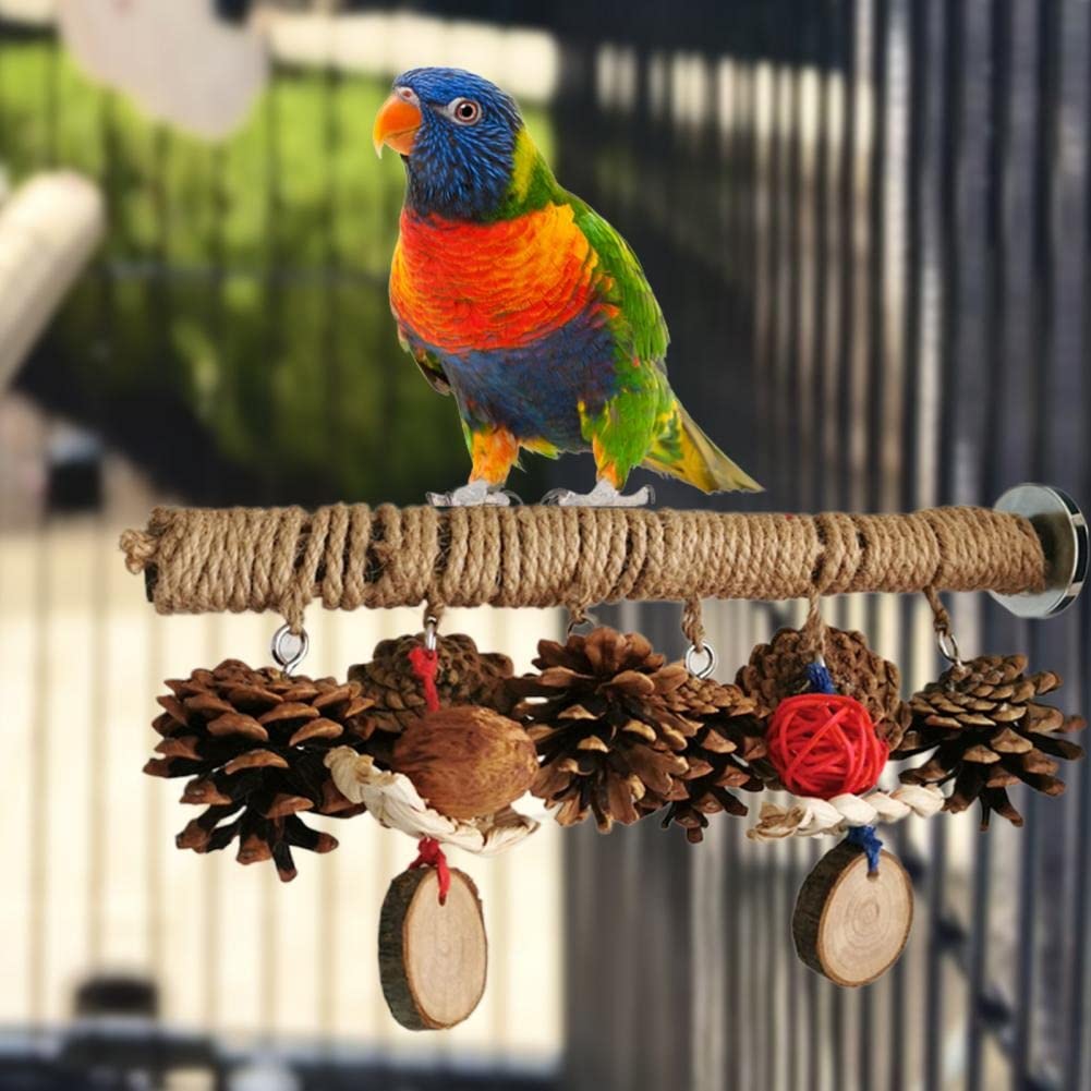 ArinkO Juguete para pájaros de fácil instalación: Soporte para Percha con Columpio para Loros para Entretenimiento sin Esfuerzo (Color: D)