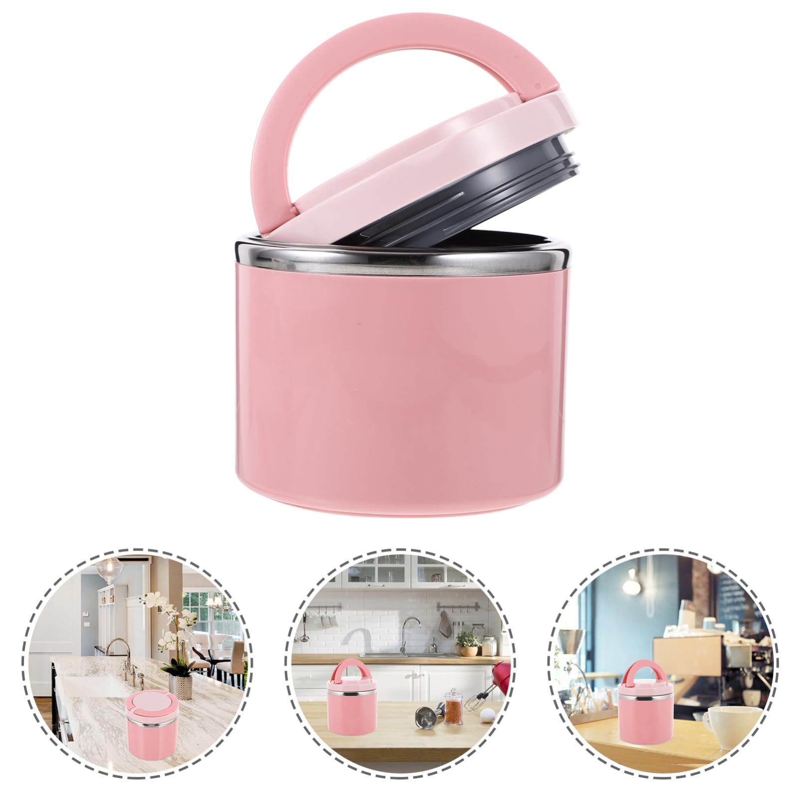 Contenitore Portamerenda Portatile e Resistente in Acciaio Inossidabile per Alimenti da 1000ml Coperchio Ermetico Manico Antiscivolo per Colazione e Cena
