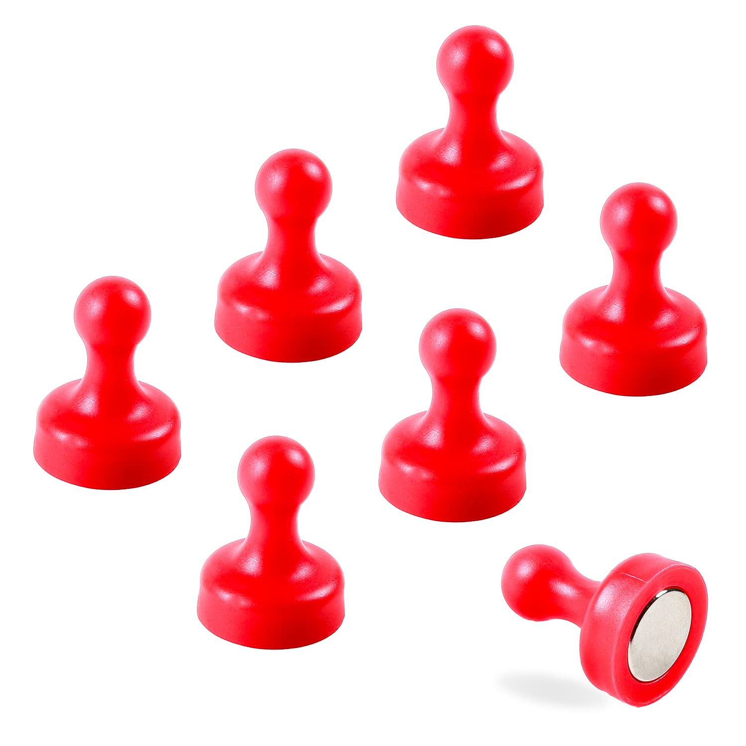 7 x Extra Strong Magnetic Push Pins Neodymium Magnets - Perfect for Maps, Whiteboards, Memos, Fridges, Homes, Schools and Offices [Assorted Colours] (Red, Large (7 Pins)) — image 1