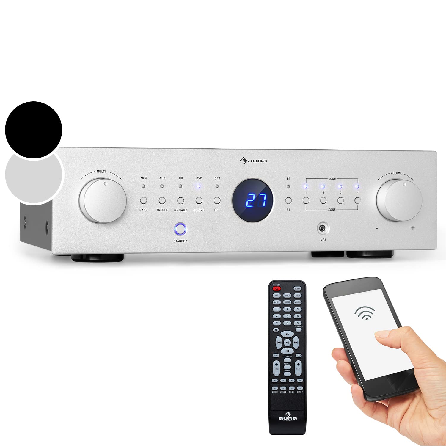mini hi-fi-amplifier mit bass-treble-steuerung und remote-control