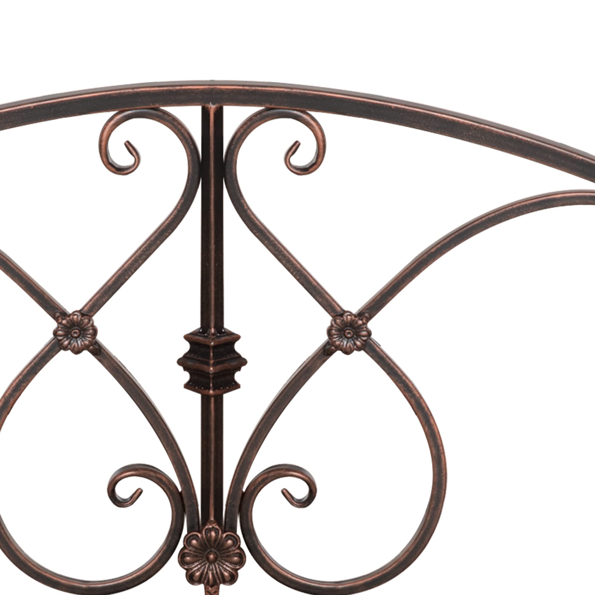 Outsunny Vintage-Gartenbrücke aus Metall, dekorative Brücke mit Blumenelementen, 99 x 68 x 53 cm, Bronze