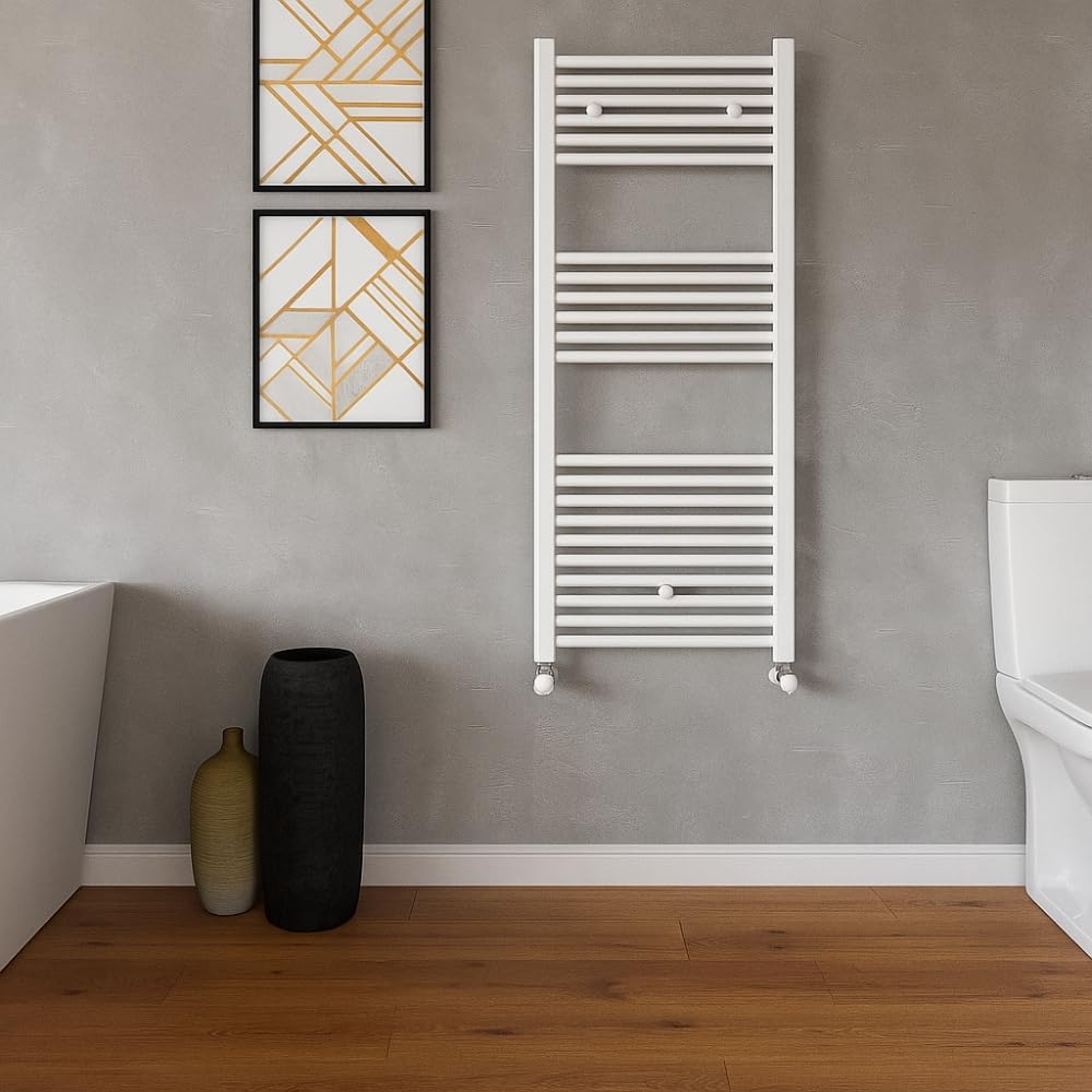 OGOMONDO Termoarredo Bianco Bagno Acciaio Calorifero Termosifone H1200xL500xI450 23 Tubi