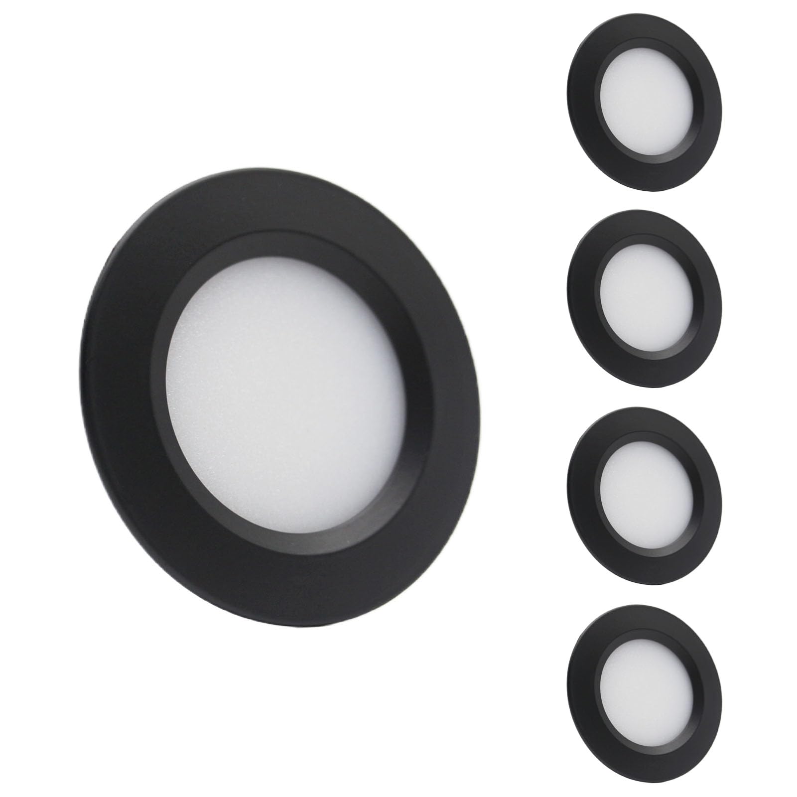12V Campervan Encastré LED Mont Plafond Lumières Dimmable Lumières Tache 3W 6000K Lumière Blanche Pour T4 T5 Caravane Bateau Yacht Caravane Cabine Sous CRI 92+ 4 Pièces Noir