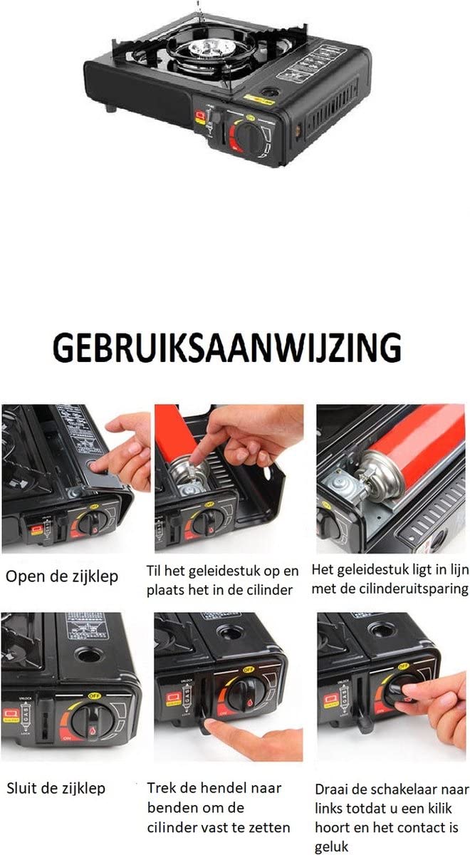 SMH LINE® Camping kooktoestel - Draagbaar Gasfornuis - Incl. 24x gasflessen en koffer SMH LINE® Camping kooktoestel - Draagbaar Gasfornuis - Incl. 24x gasflessen en koffer