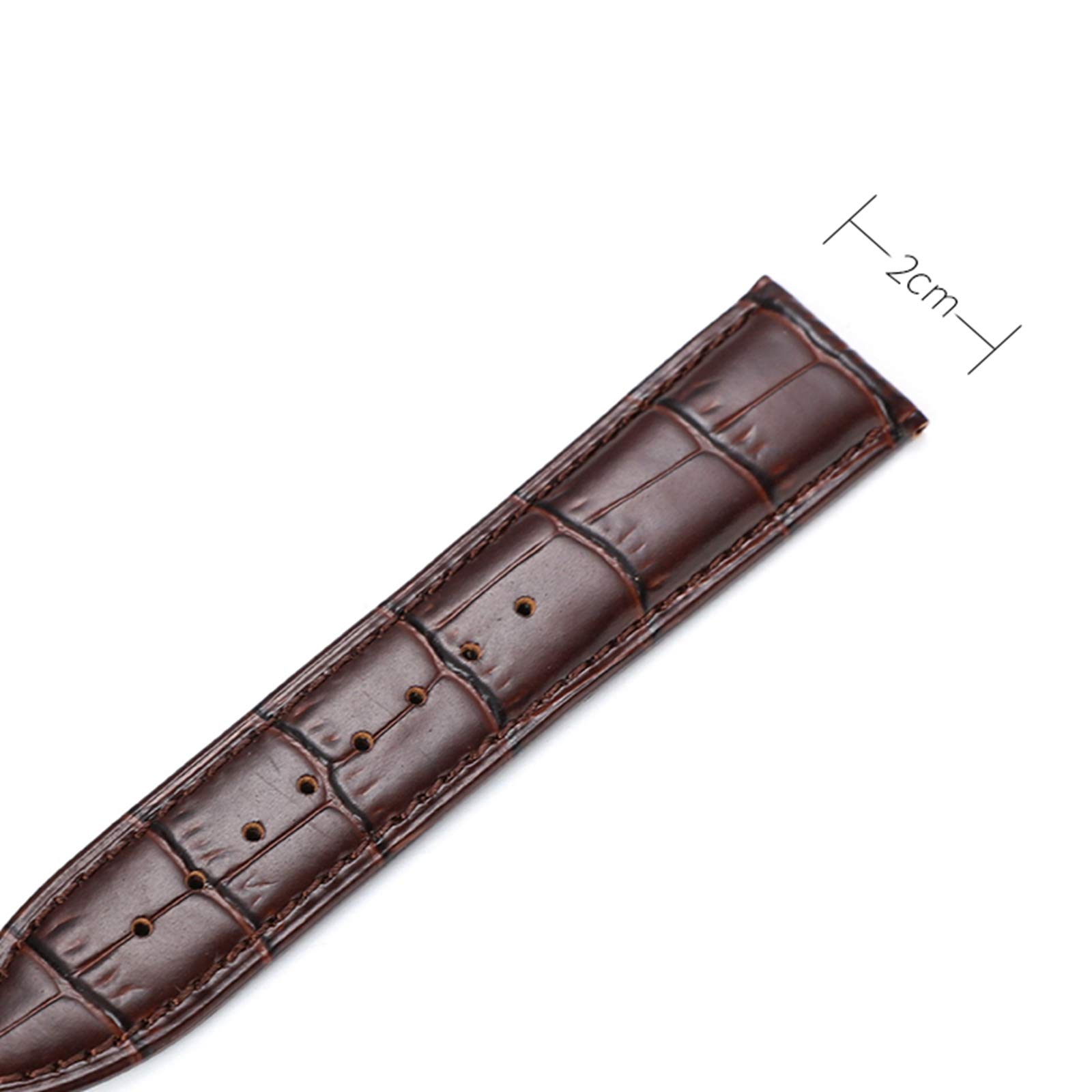 Bracelet de Montre en Cuir, Bracelet de Montre Classique en Cuir Vachette Pleine Fleur texturé Alligator, 16 mm/18 mm/20 mm/22 mm, Boucle ardillon Acier Inoxydable, Remplacement