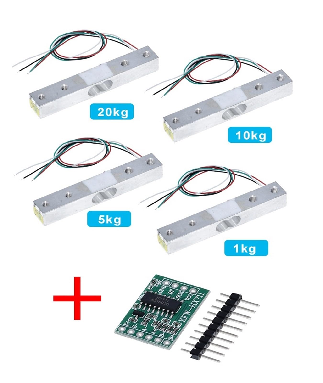 Czujnik wagowy Czujnik wagowy 1KG 5KG 10KG 20KG HX711 AD Moduł Czujnik wagi Elektroniczna waga Stop aluminium Czujnik ciśnienia wagowego Wysoka precyzja(1 zestaw 5kg-A