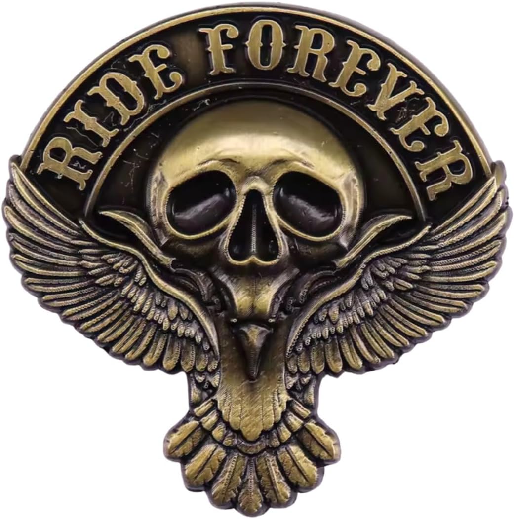 Ride Forever Golden Motorcycle Emblem, Awesome Vest and Jacket Pin image 5