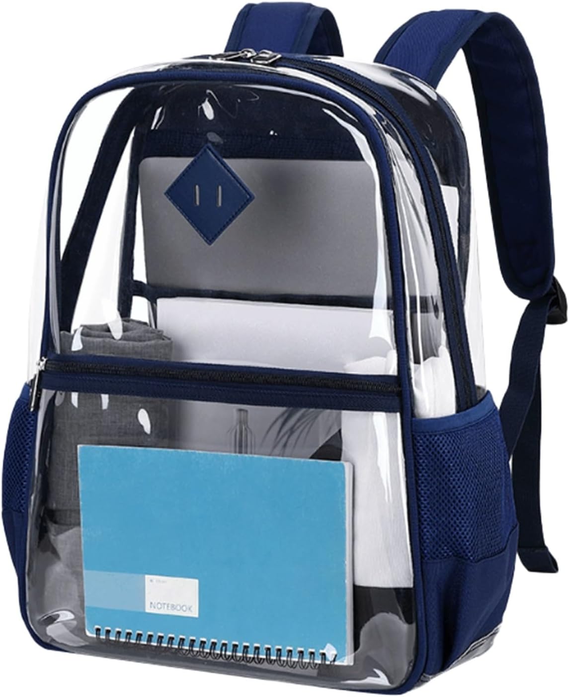 Large Capacity Clear Backpack PVC Waterproof Heavy Duty See Through Backpack Bookbag School Bag with Adjustable Straps for School Work Stadium Security Travel College