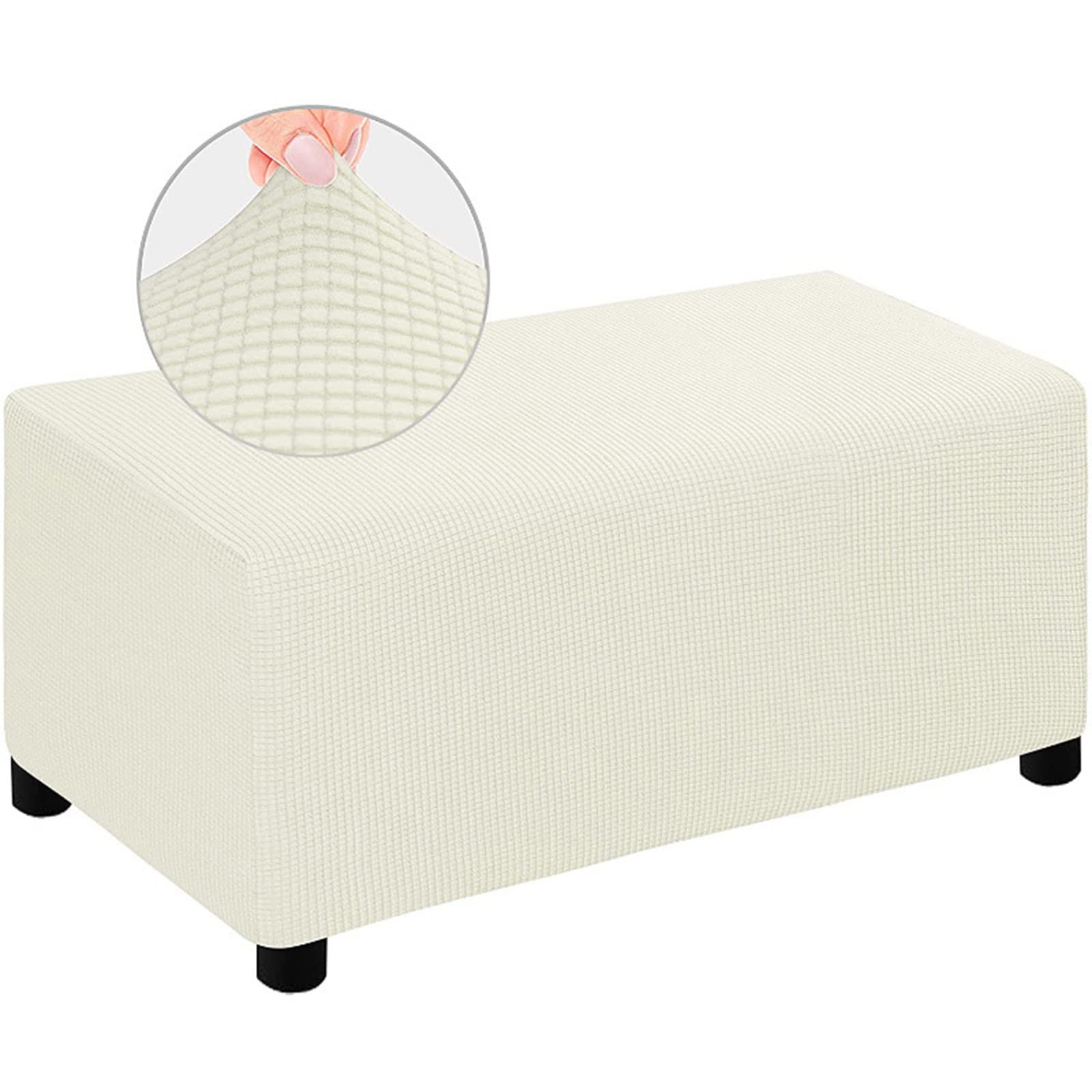 Housse élastique beige pour pouf lavable pour nettoyer facilement un tabouret sale