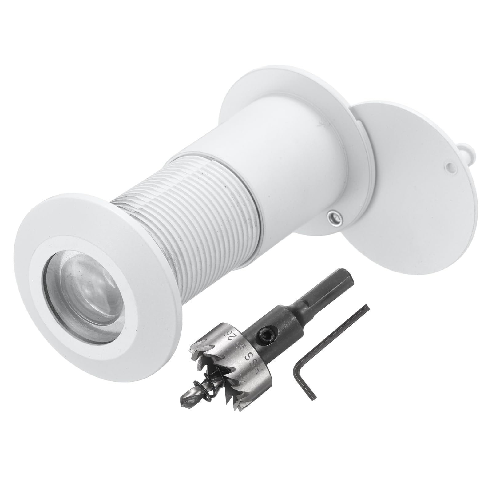 sourcing map Door Peephole, Door Viewer Peephole with 26mm/1.02'' Drill Bit Kit Fit 2'' to 3'' Front Door 200 Degree Wide Angle Peepholes Reverse Privacy Covers, White