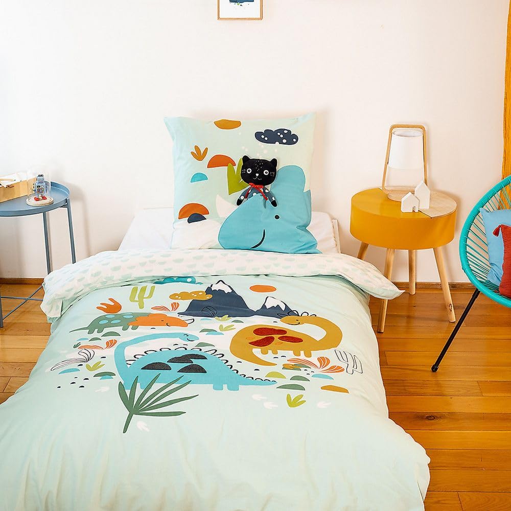 Parure de lit enfant 140x200 cm coton Dilia douce pour chambre de fille et garçon