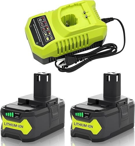 Cargador actualizado de 8000 mAh P108 y P117 de repuesto para batería Ryobi de 18 V y cargador combinado compatible con baterías Ryobi de 18 V P102