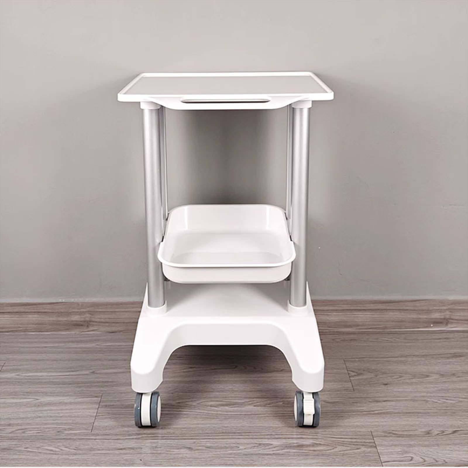Carrito rodante con cajón, almacenamiento móvil para belleza, hogar, oficina, clínica médica, equipo de ultrasonido, estantes ajustables, diseño duradero y ligero