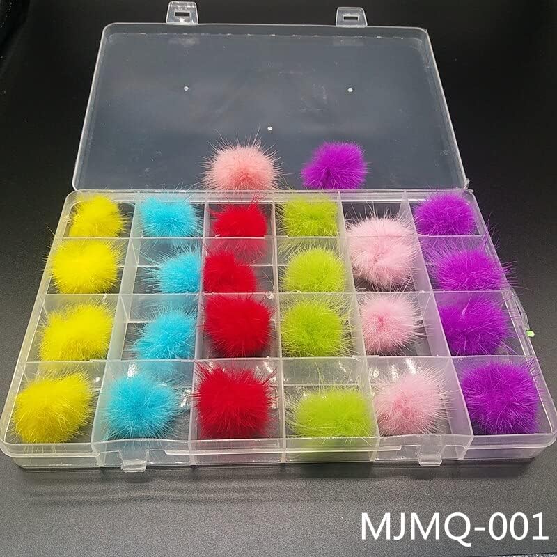 Summer 24Pcs/Box Nail Pom Pom Magnetic Nail Art Decoration Kit 24 Color Can Be Reused for Cleaning Fluffy Plush Ball - (Color: MJMQ-001)