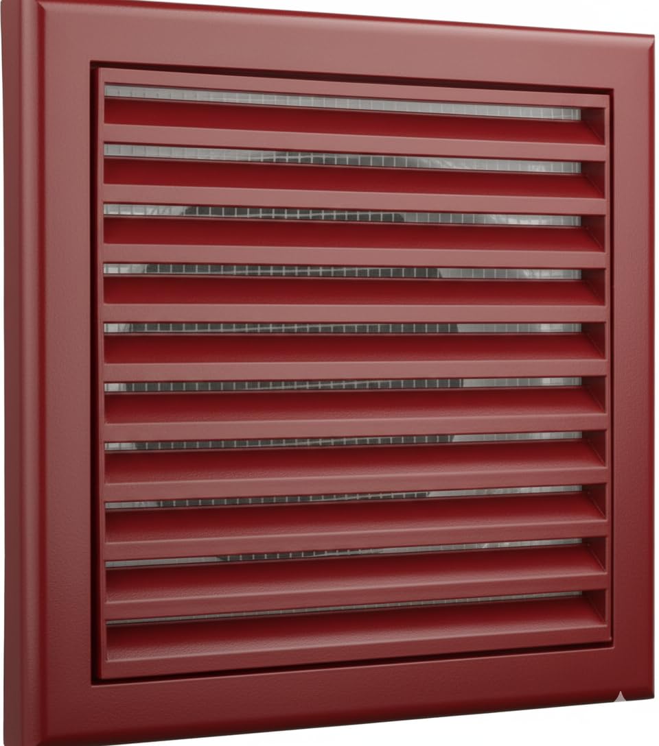 Vents Uk Cottage Red Vents 125Mm Fixed Blade External Wall Vent Grille – 185 × 185 Mm Diameter Vent Cover For Bathroom & Ventilation Ducting