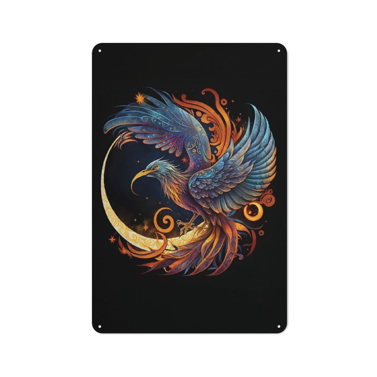 Junmoney Phoenix 4 Printed Metal Sign, Easy To Hang Plaque For Home Bar, Pub Room Or Kitchen Wall, 30X20cm