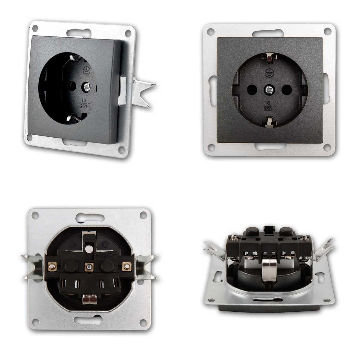 FLAIR Set "Standard Starter", 20-teilig, anthrazit, Schutzkontakt Steckdose, Lichtschalter, Schraubanschluss