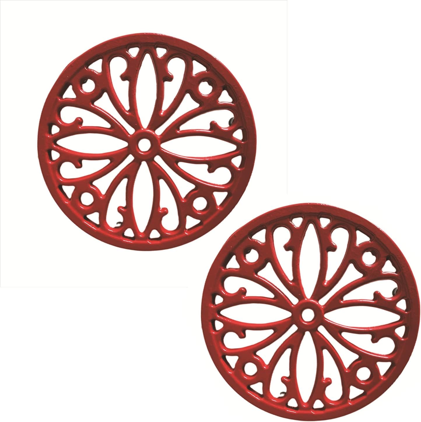 Trivet 7.8 Inch, Cast Iron Trivet with Rubber Pegs/Feet Non
