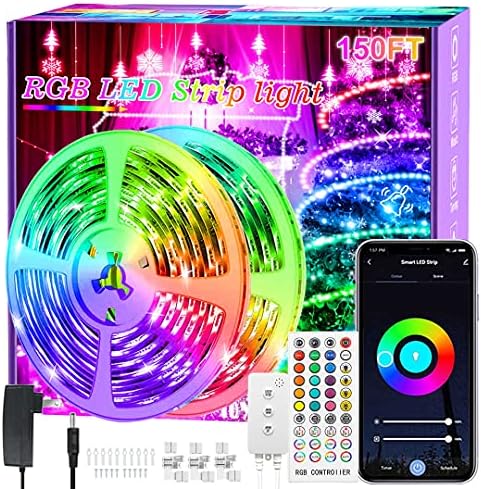 LED Strip Lights 150ft, LED Lights for Bedroom RGB LED Lights Music Sync Color Changing Light Smart Light Strips with App Control Remote, LED Lights for Living Room Home Decoration