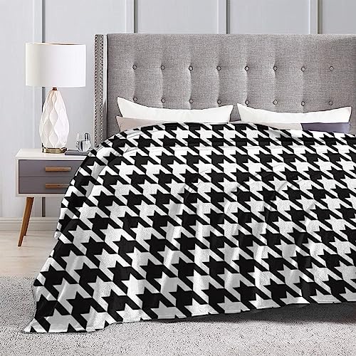 Perinsto BLACK-244 Houndstooth Pattern Throw Blanket Ultra Soft Warm All Season Decorative Fleece Blankets For Bed Chair Car Sofa Couch Bedroom 50 Inchx40 Inch thumb #4