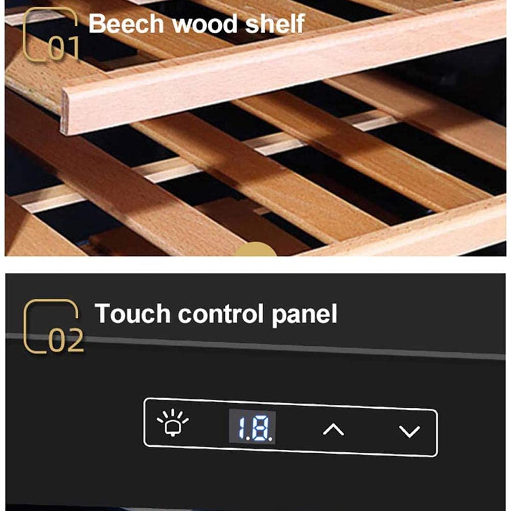 JKSVTF Wine Cooler Freestanding Thermoelectric Wine Refrigerator Home Bar Red/White Wine Fridge Beech Wood Shelves Digital Display Quiet Operation 12 Bottles-12 Bottles on Fridge.com