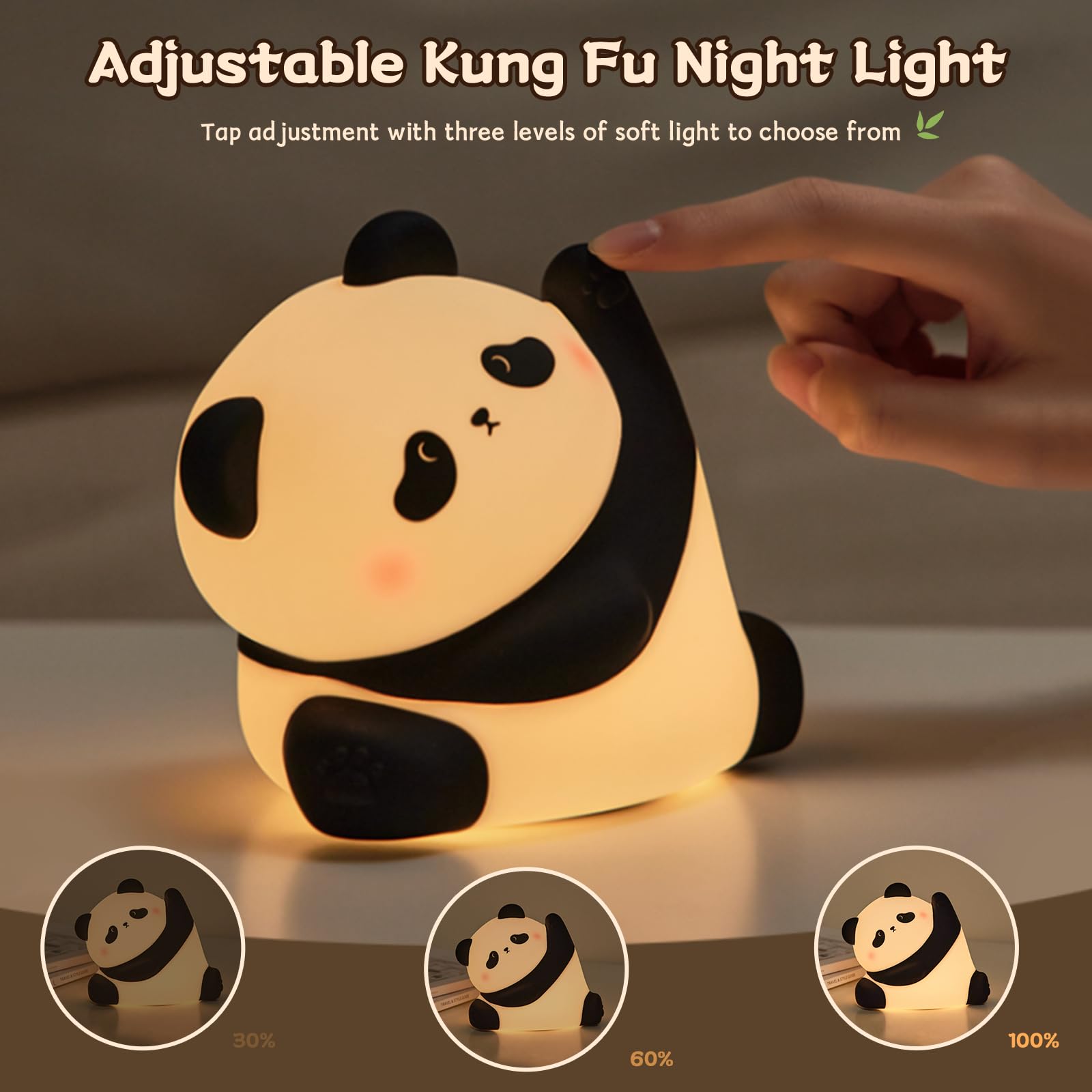 SKYTONE Luce Notturna Panda In Silicone Per Alimentari - Ricaricabile USB, 3 Luminosità, Timer 30 Min, 1200 MAh, Per Bambini E Cameretta