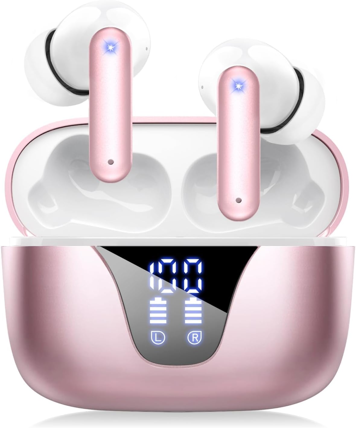 ZIUTY Wireless Earbuds, 2025 Bluetooth Headphones, 50hrs Stereo Deep Bass Ear Buds with Power Display Charging Case, buit in Mic, IPX5 Waterproof Headset for iPhone Andriod Phones