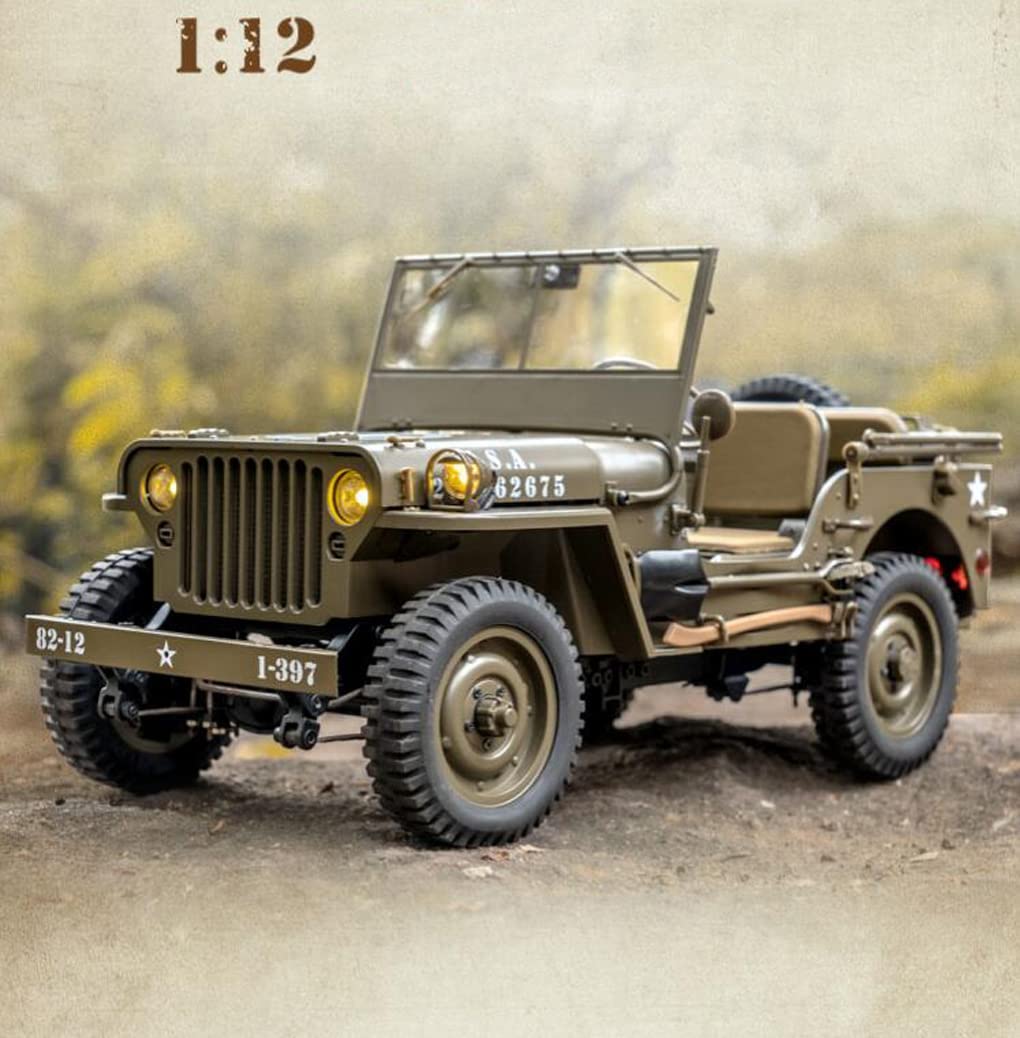 1/12 Telecomando Bugury Buggy per Willys Metal Model Auto Army Truck Auto Modello Auto Veicoli Bambini Gifting Car Collectibles Regalo di Natale Kit Modello Regalo